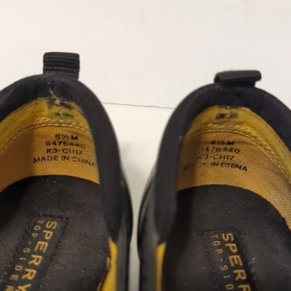 Sperry top spider black rubber low top shoes. Men's size 8.5 woman's size 10